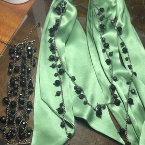 Ann Taylor black bead necklace bracelet set